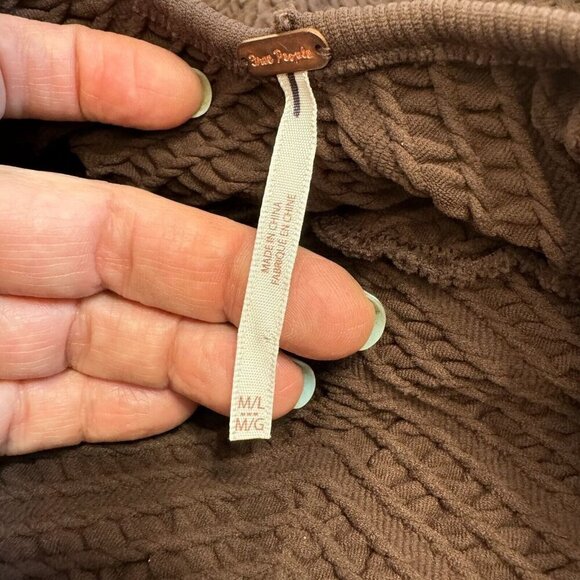 Free People Women's Gabby Long Sleeve Textured Cut Out Back Midi Dress Brown M/L - Picture 10 of 14